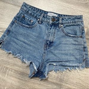 TOBI Distressed High Rise Jean cutoff raw Shorts